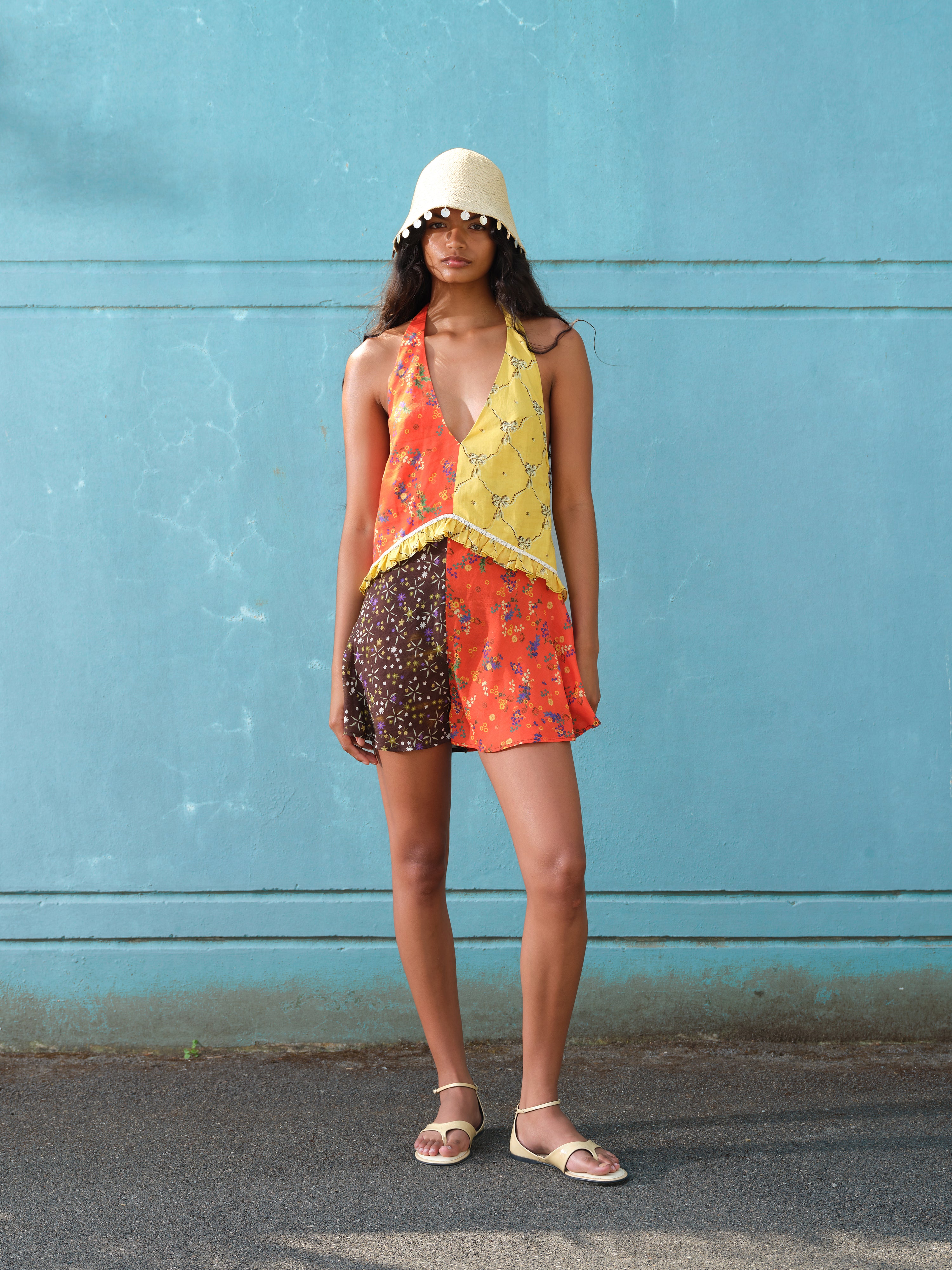 SULIENS - Printed wide-leg playsuit with open back