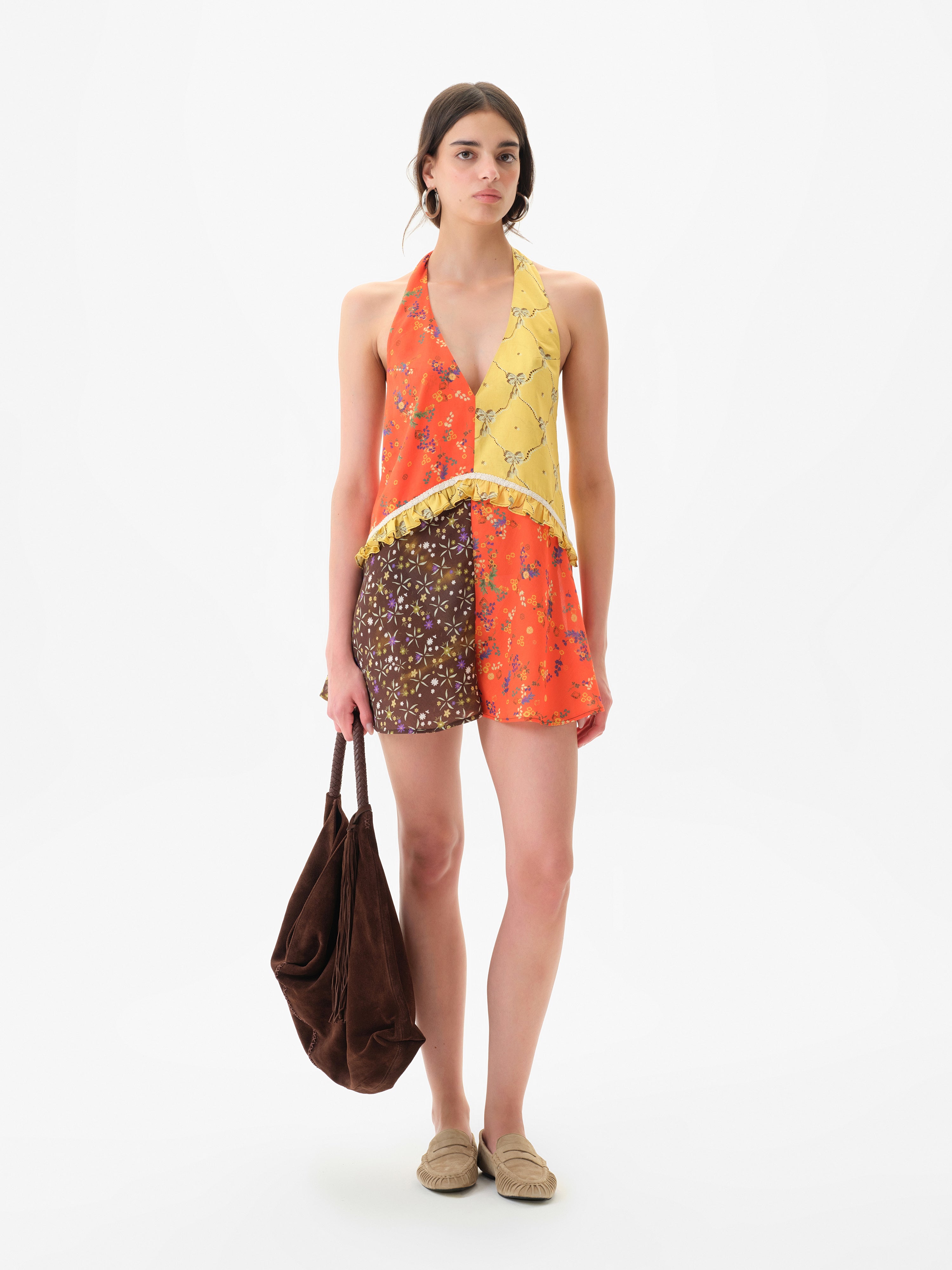 SULIENS - Printed wide-leg playsuit with open back