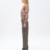 RENAS - High-rise embellished flare-leg leather pants