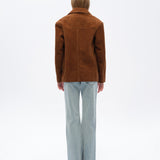 ASEAN - Contrast top-stitch detailed suede leather blazer