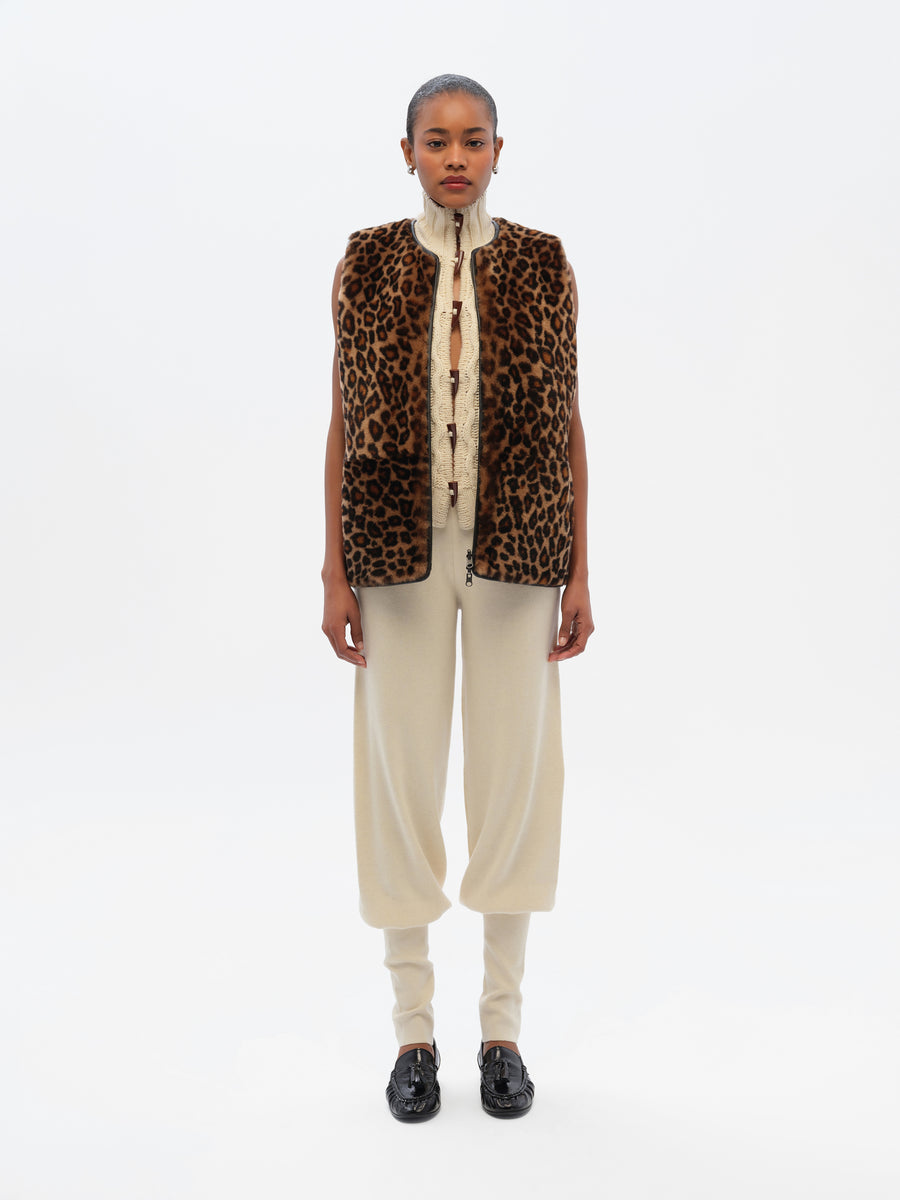 REVS - Reversible animal-print shearling leather vest