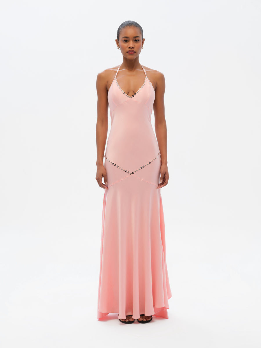 VICKA - Embellished open-back maxi dress