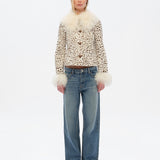 RONCH - Shearling detailed animal-print leather jacket