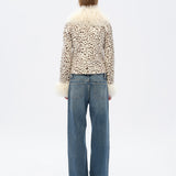 RONCH - Shearling detailed animal-print leather jacket