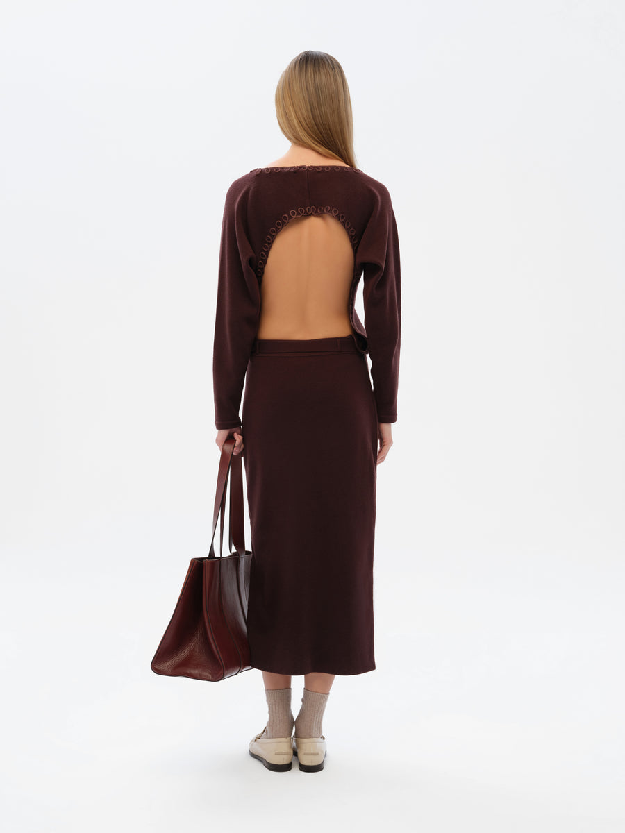 AIDA - Open-back embroidered knit dress