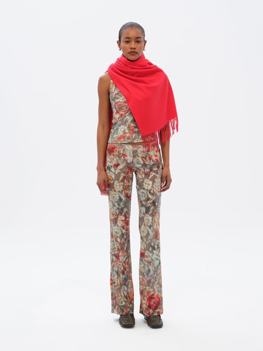 FLO - Floral-print devoré flare-leg pants