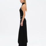 SEGNOR - Open-back halterneck dress with embellished belt