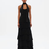 SEPHIAS - Open-back halterneck ruffled maxi dress