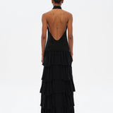 SEPHIAS - Open-back halterneck ruffled maxi dress