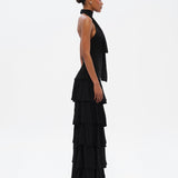 SEPHIAS - Open-back halterneck ruffled maxi dress