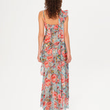 MONICA - Scarf and ruffle-detailed maxi dress