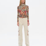 MON - Long sleeve floral-print devoré turtleneck top