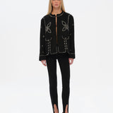 METZY - Cropped embellished and stud detailed jacket