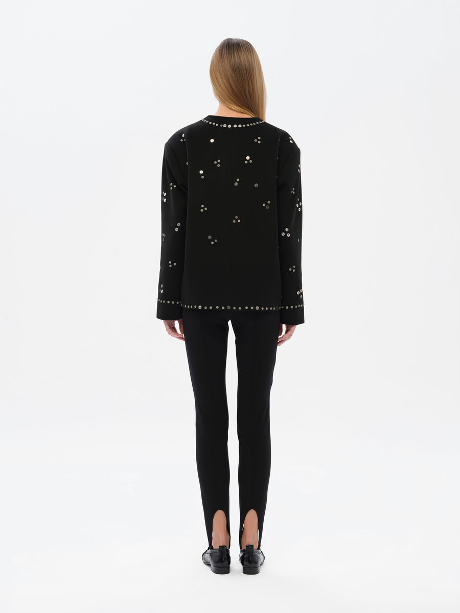 METZY - Cropped embellished and stud detailed jacket