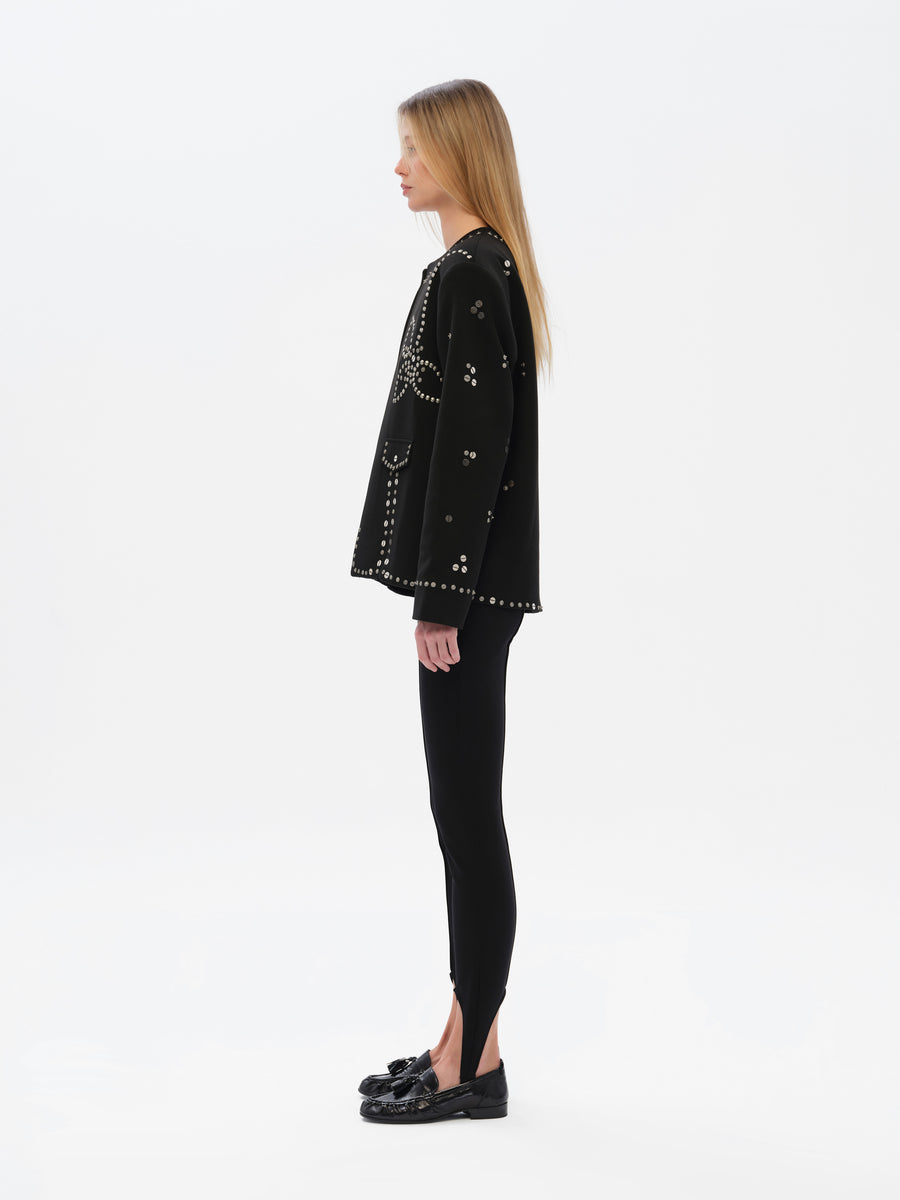 METZY - Cropped embellished and stud detailed jacket