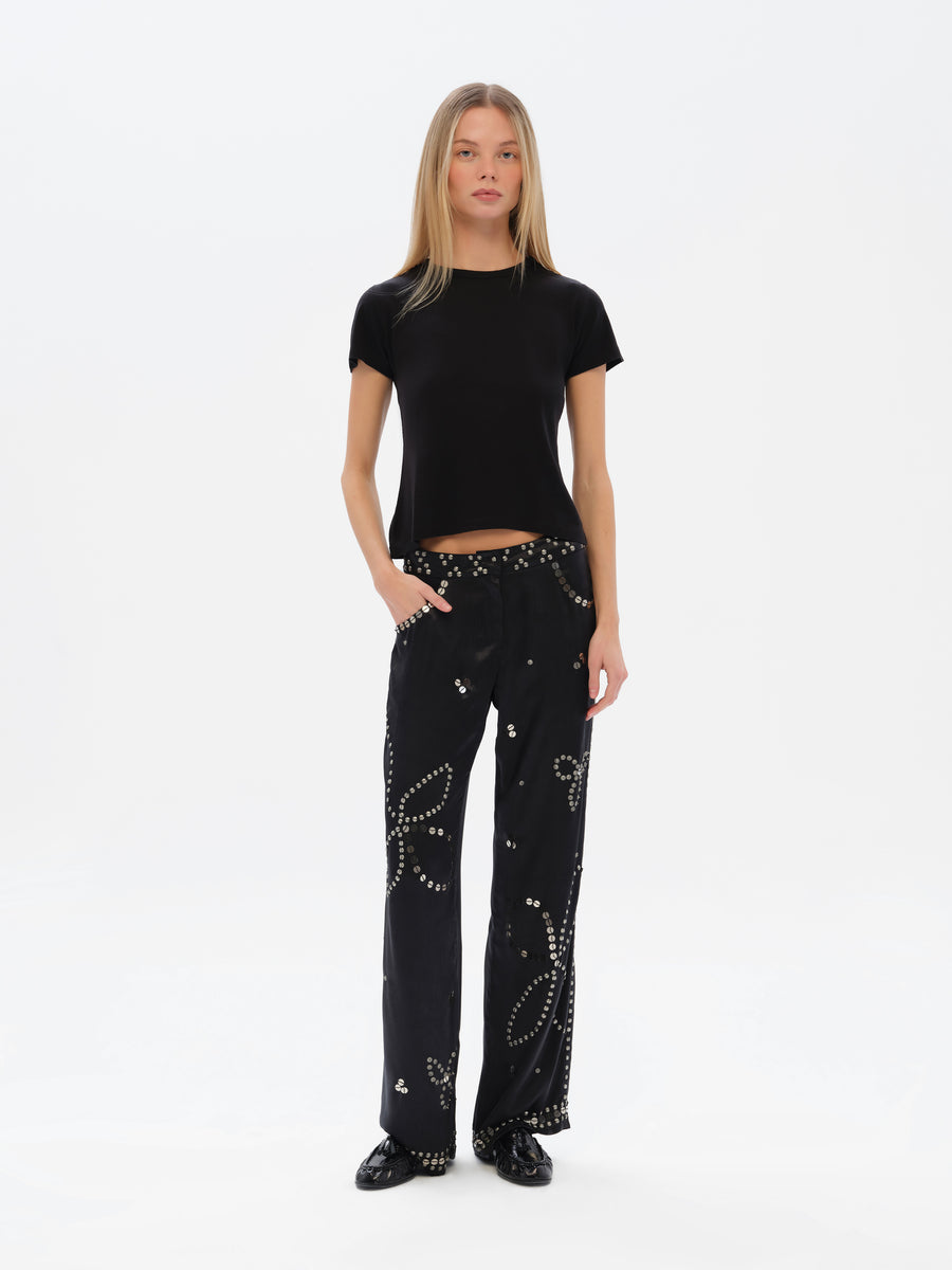 BRITY - Low-rise straight-leg embellished pants