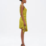 CLEMENS - Ruched mini dress with asymmetric hemline