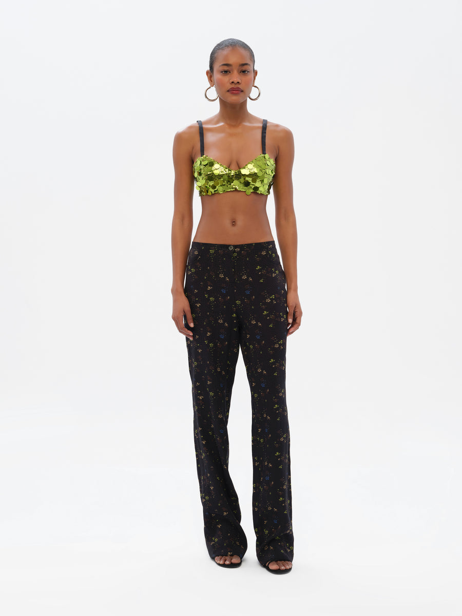 ELZA - Low-rise floral-print straight-leg pants