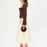 DENS - Long sleeve knit top with rose detail