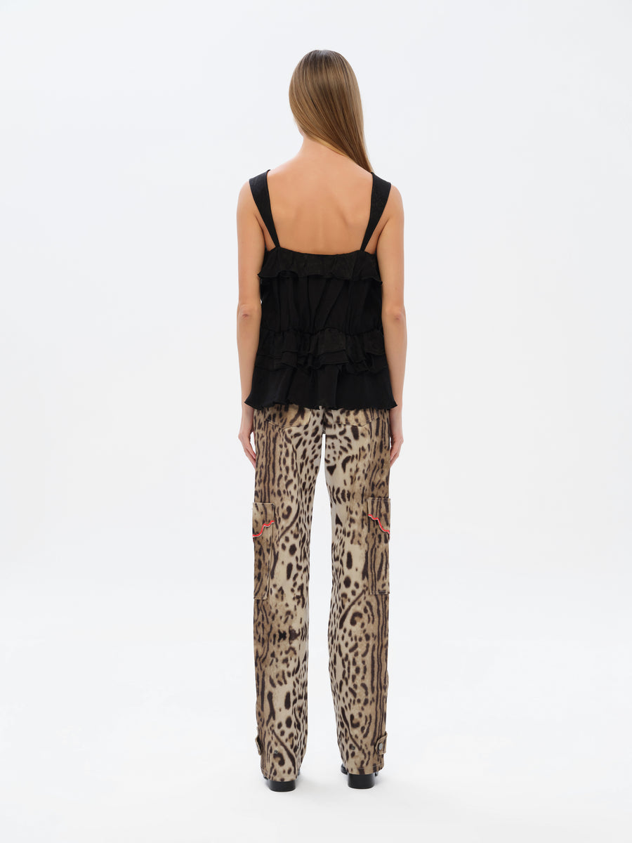 IDA - Animal-print straight-leg pants with side pockets