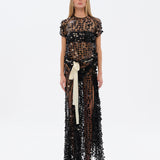 SILJAS - Sequin-embellished sheer maxi dress