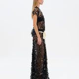 SILJAS - Sequin-embellished sheer maxi dress