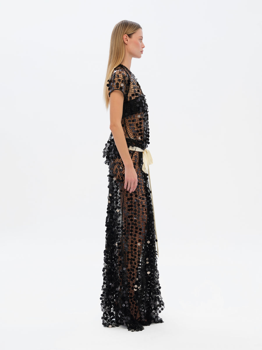 SILJAS - Sequin-embellished sheer maxi dress