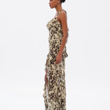 CHILAS - Animal-print ruffled dress with front slits