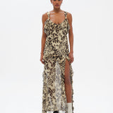 CHILAS - Animal-print ruffled dress with front slits