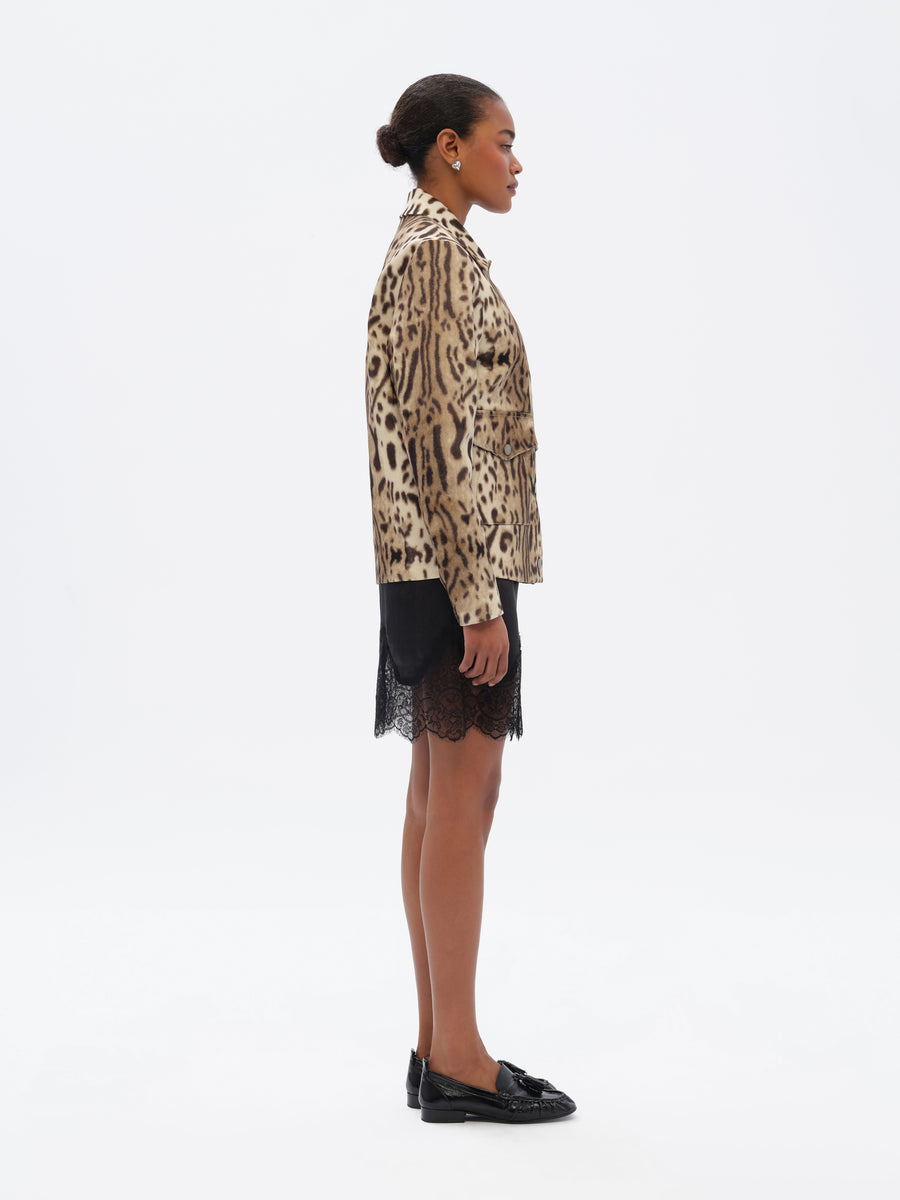 JEMY - Cropped animal-print jacket with front pockets