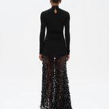 BERN - Tie-front mock neck sequined maxi dress