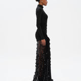 BERN - Tie-front mock neck sequined maxi dress