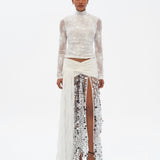 SILVANA - Tie-front sequined asymmetric maxi skirt