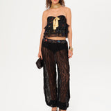 TESSA - Printed belt-detailed semi-sheer pants with mini shorts