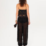 TESSA - Printed belt-detailed semi-sheer pants with mini shorts
