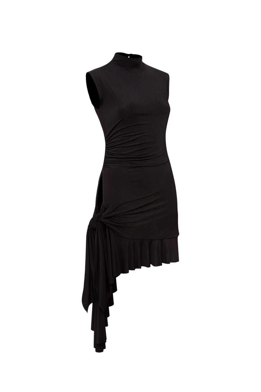 TENA - Sleeveless jersey dress with side tie and ruffle details