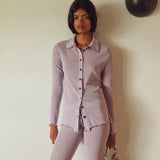 TINA - Embellished long-sleeved semi sheer mesh shirt
