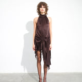 TONI - Satin halter-neck mini dress