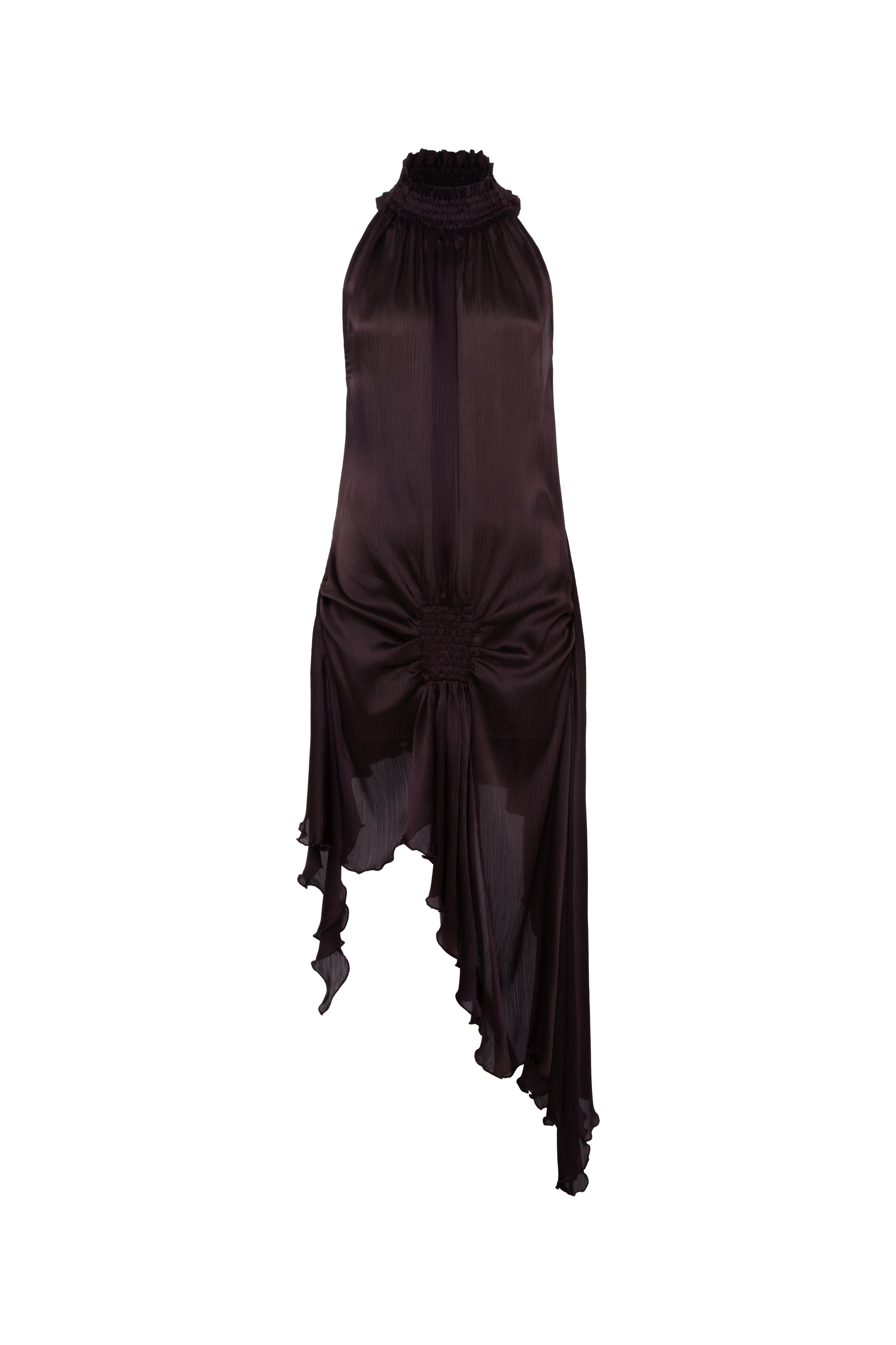 TONI - Satin halter-neck mini dress - Brown XL TONI - Satin halter-neck mini dress - Brown XL