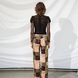 BRITY - Low-rise patchwork velvet pants