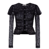 UMA - Semi sheer lace top with front button closure