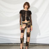 BRITY - Low-rise patchwork velvet pants