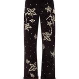 VERA - Low-rise corduroy pants with all-over embroidery
