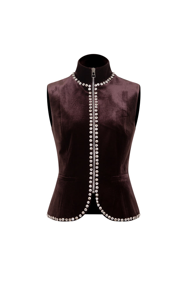 VEXA - Studded velvet zip vest