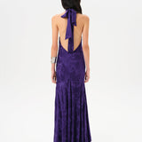 VICKA - Open-back embellished satin maxi dress
