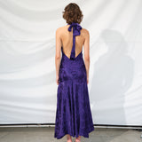 VICKA - Open-back embellished satin maxi dress