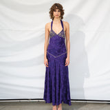 VICKA - Open-back embellished satin maxi dress