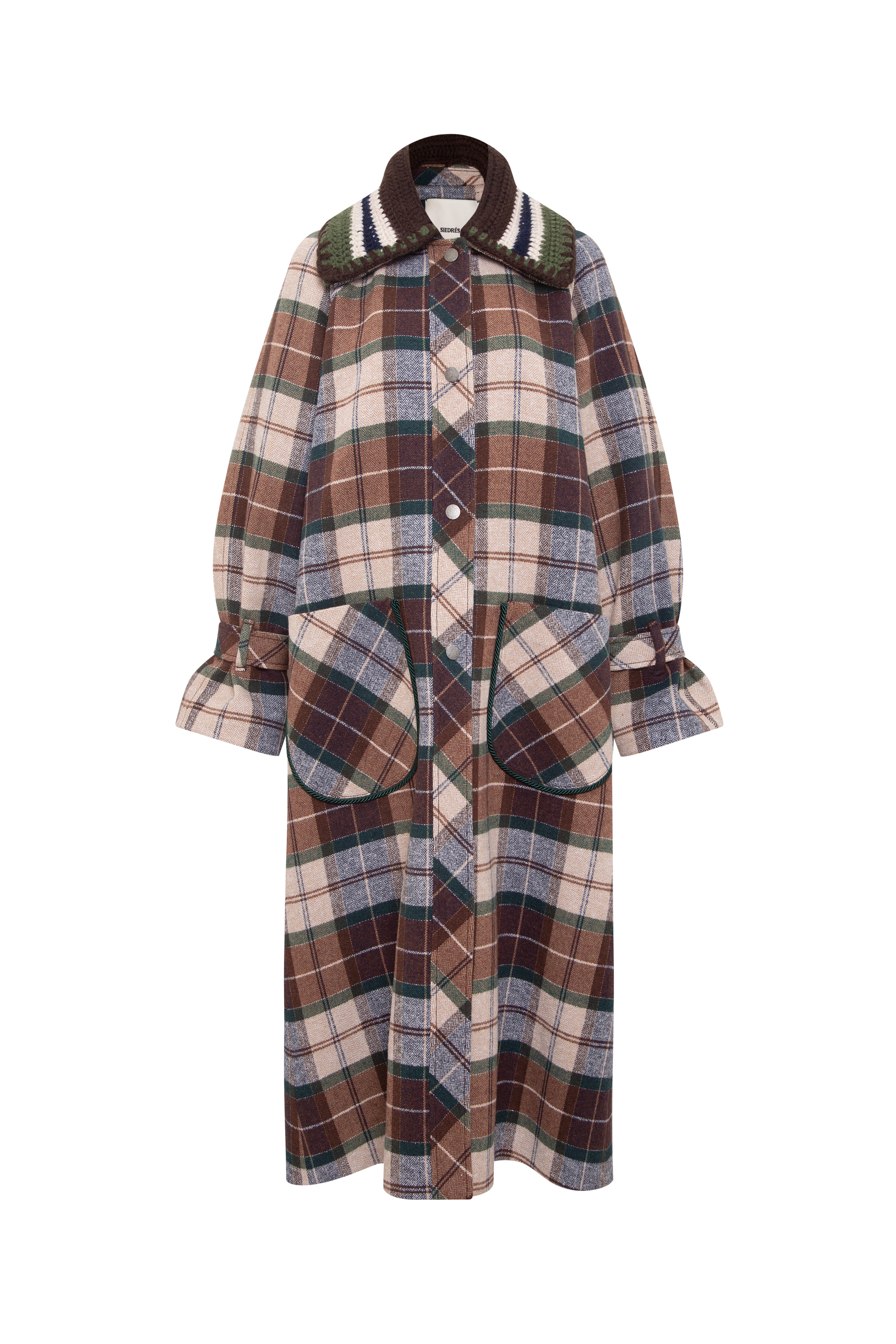 VIREN - Long oversized wool coat with crochet collar