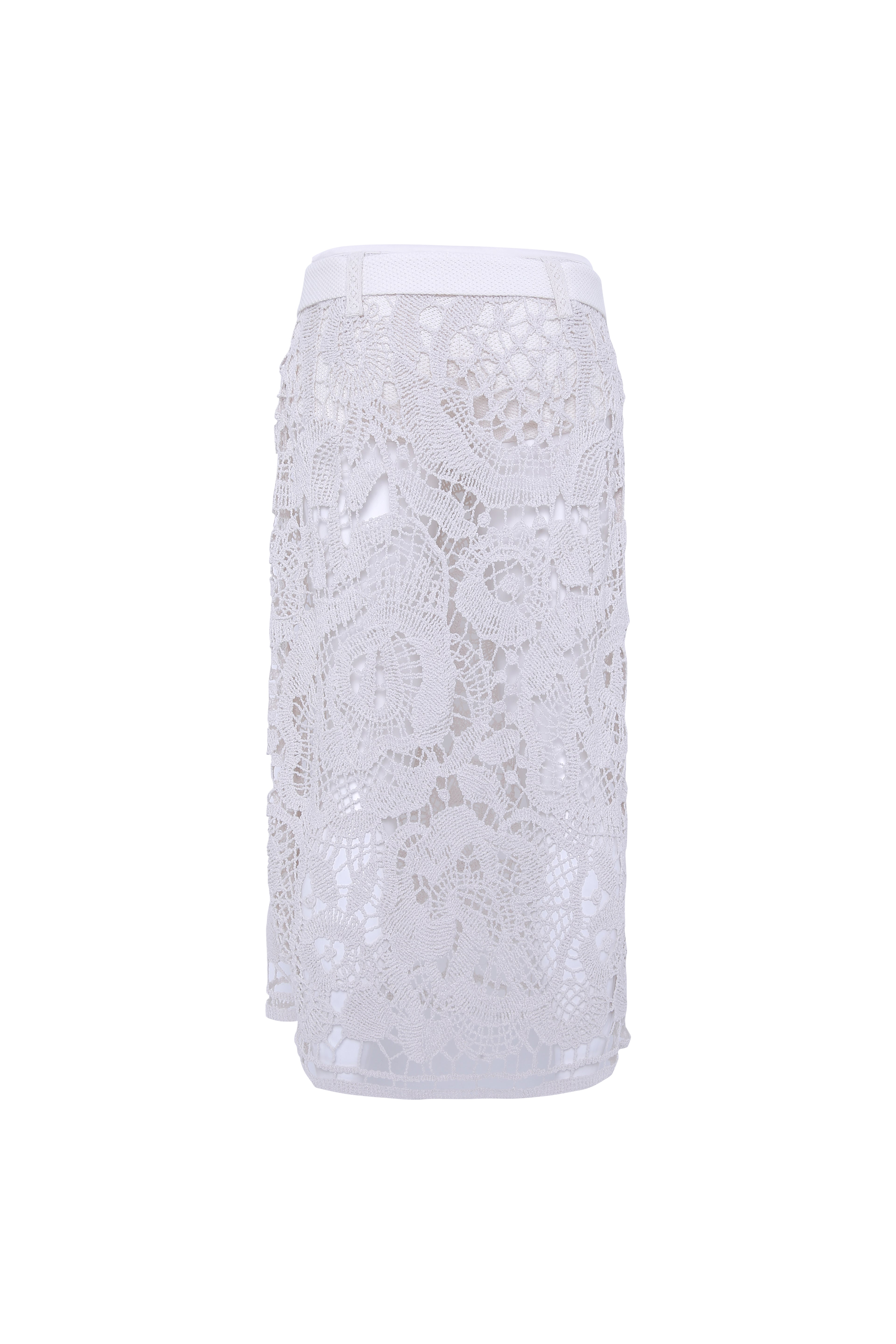 WELLS - Belt detailed crochet midi skirt with detachable mini shorts