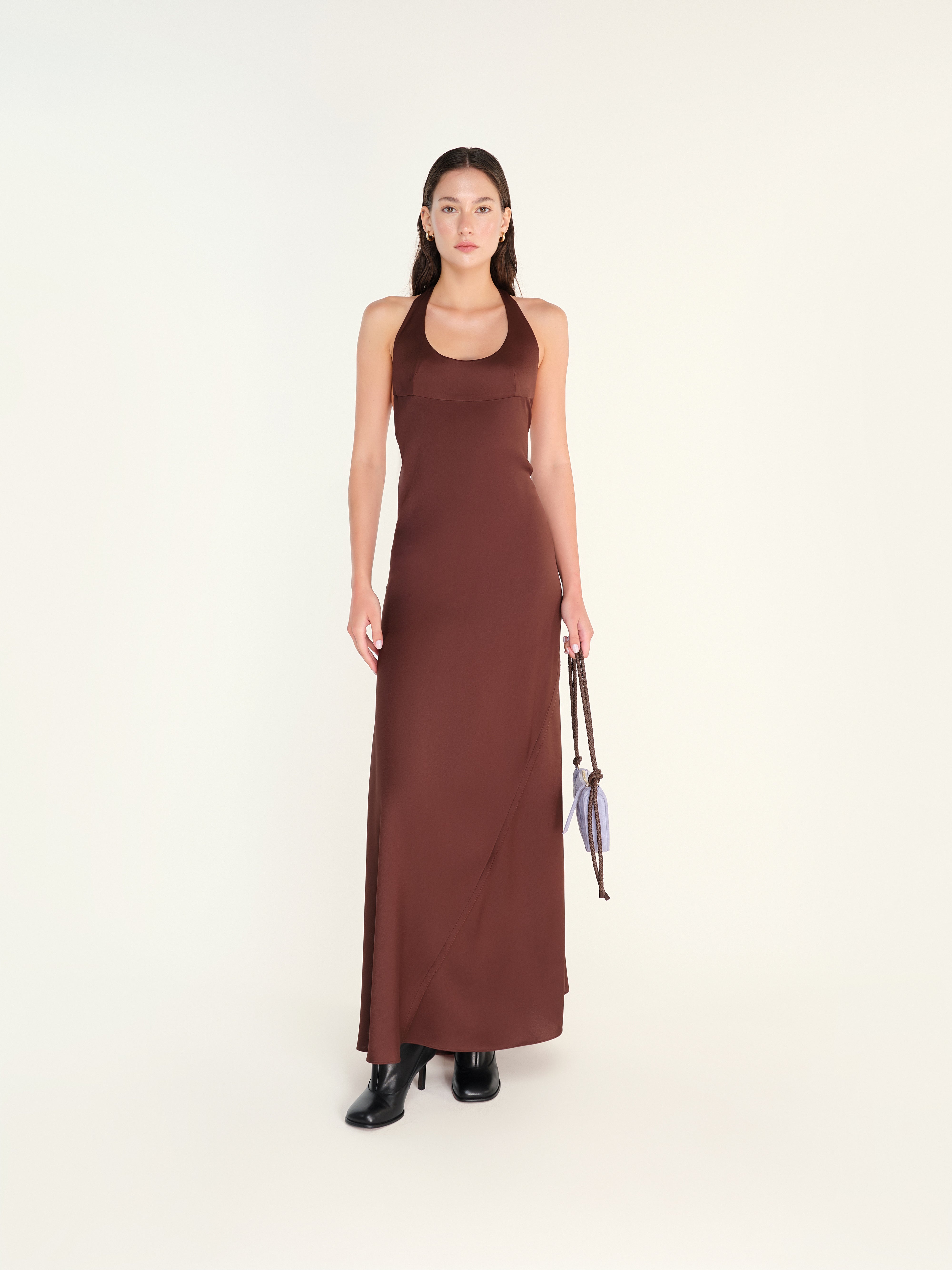 WELISE - Halterneck panelled satin maxi dress – SIEDRÉS WELISE - Halterneck panelled satin maxi dress – SIEDRÉS